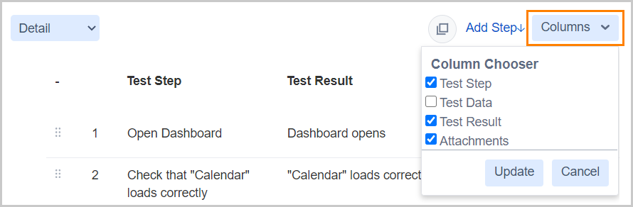 Column Chooser Project Level