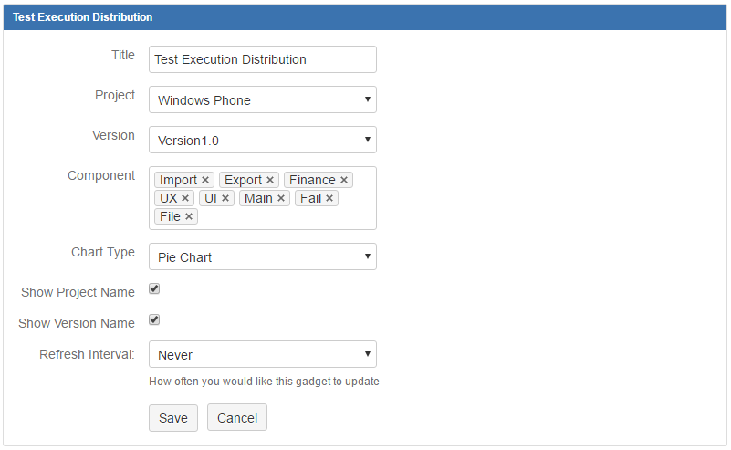 Editing test execution distribution chart