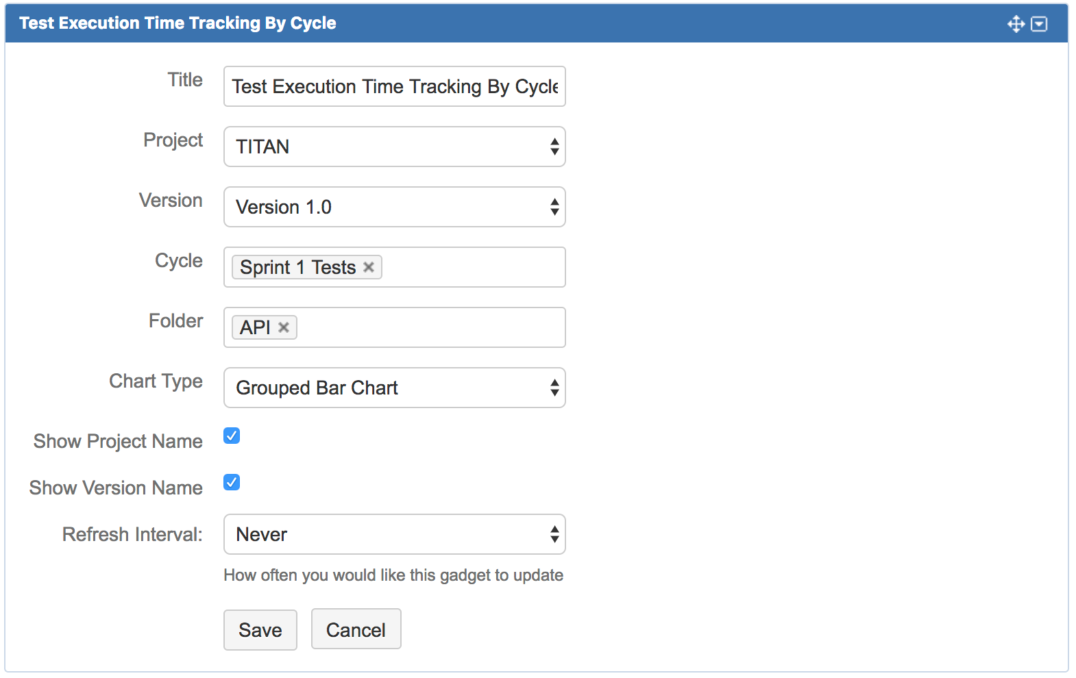Editing test execution time tracking by cycle