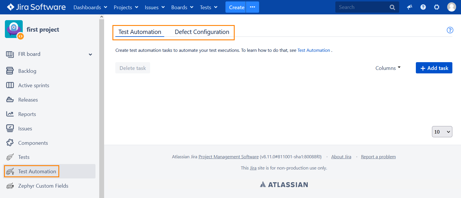 Test Automation page