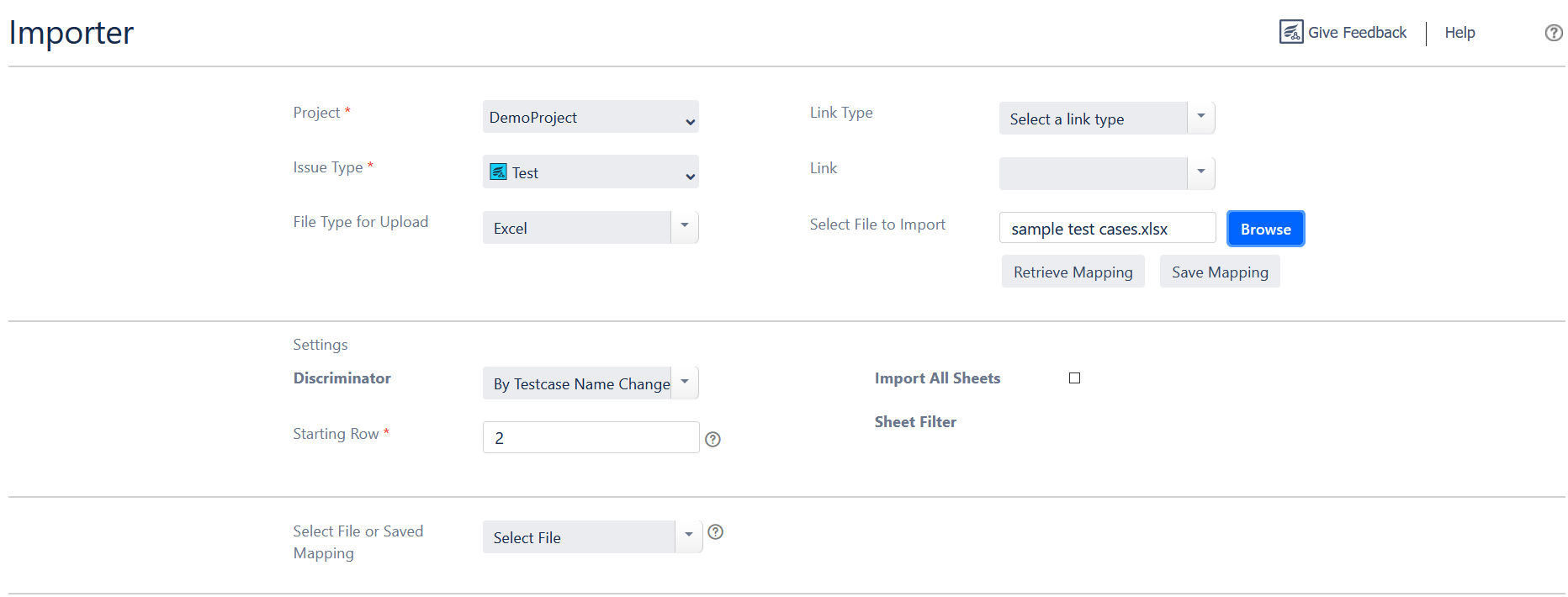 Importer tool fields