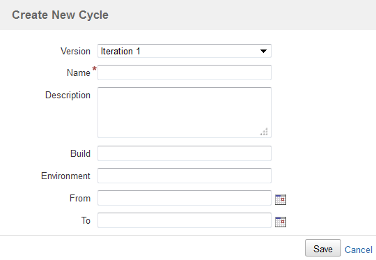 Create new cycle dialog