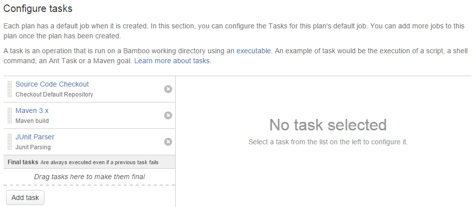 Configured task plan