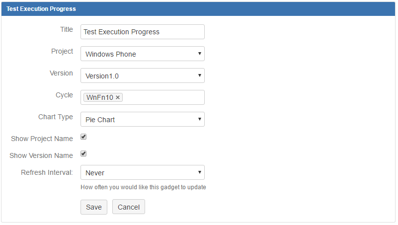 Editing test execution progress chart