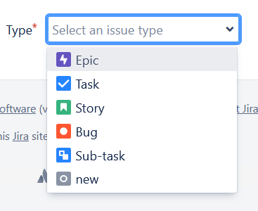 Issue type selector