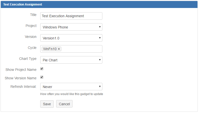 Editing test execution assignment chart