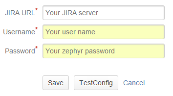 Jira server credentials fields