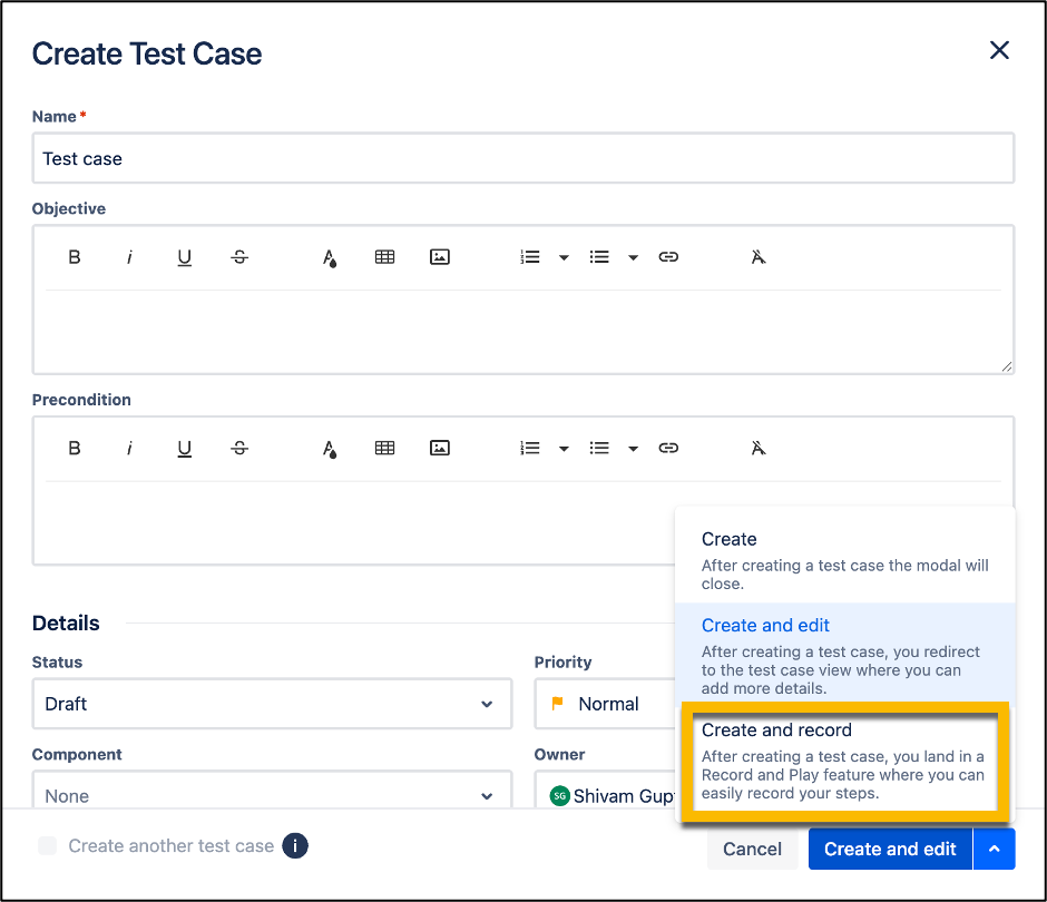 Create Test Case